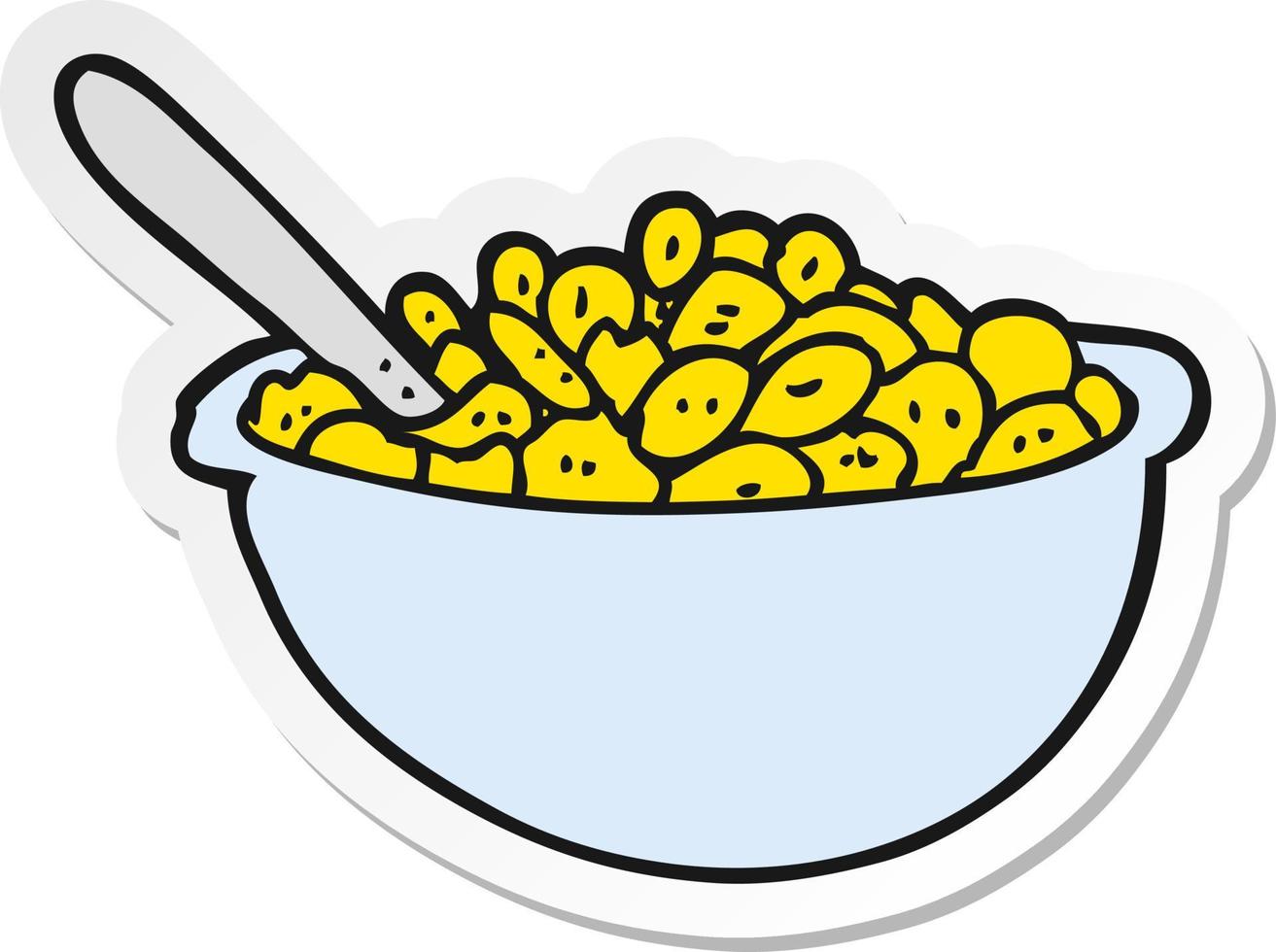 sticker of a cartoon bowl of cereal vector