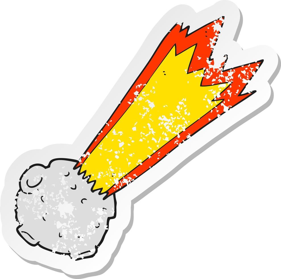 retro distressed sticker of a cartoon meteor vector