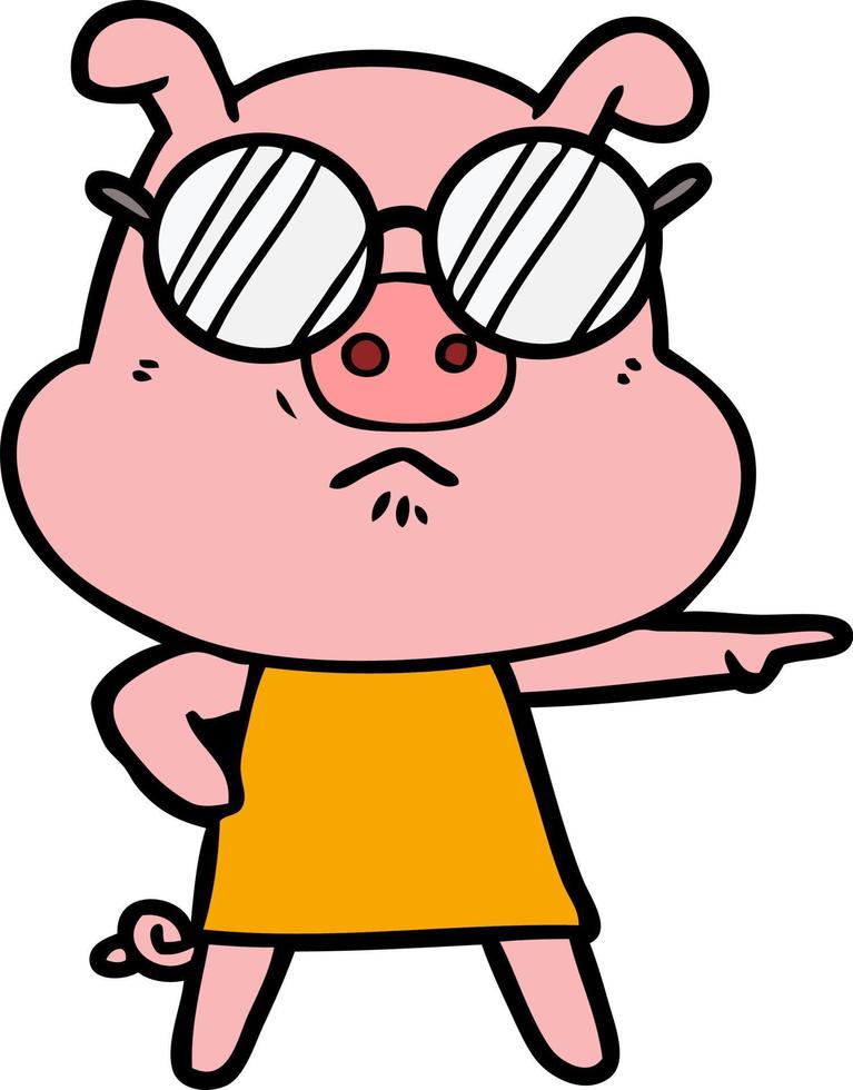 cartoon angry pig vector