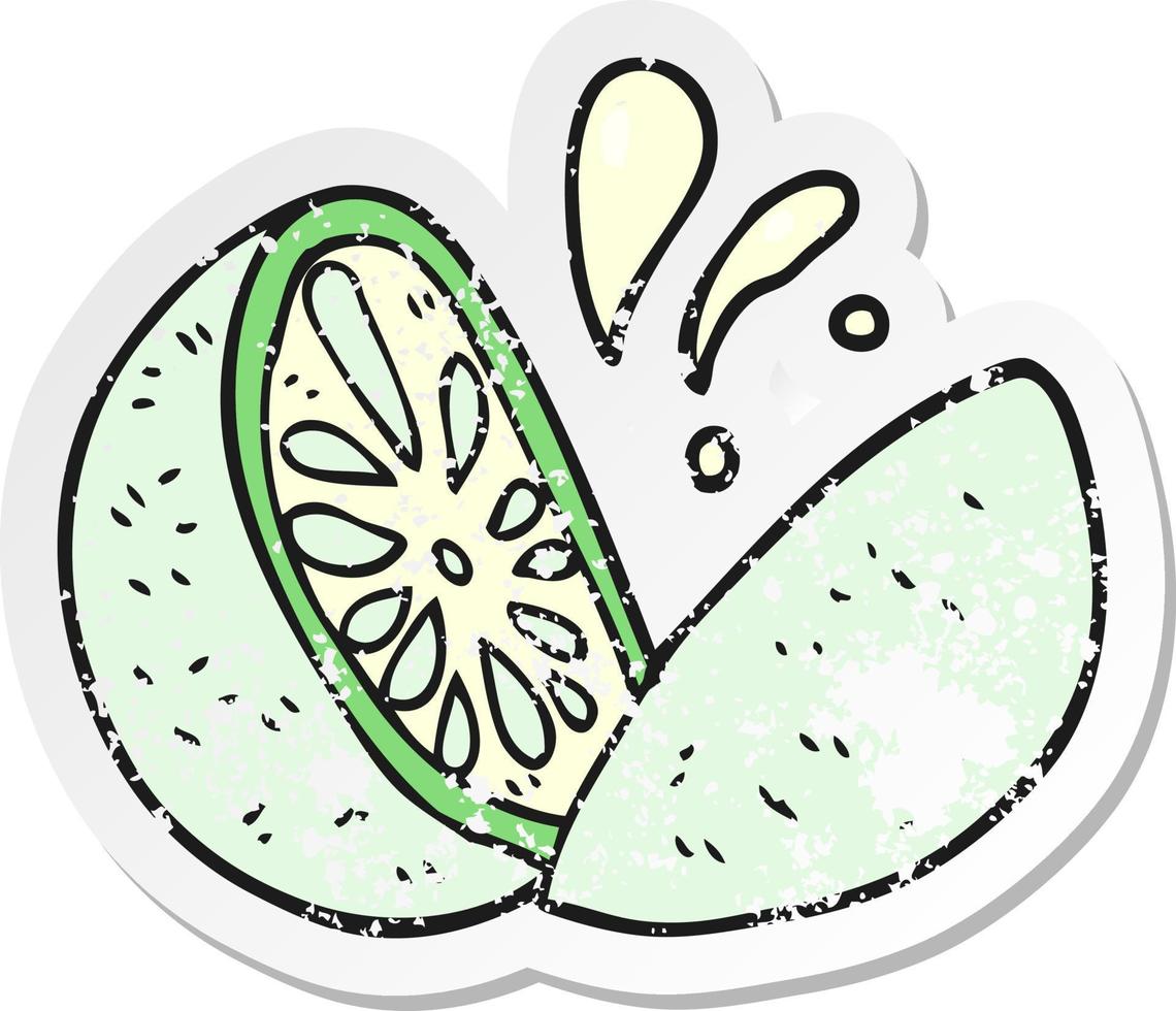 retro distressed sticker of a cartoon melon vector