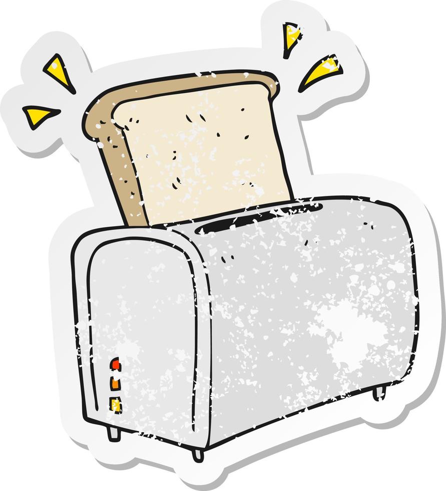 retro distressed sticker of a cartoon toaster vector