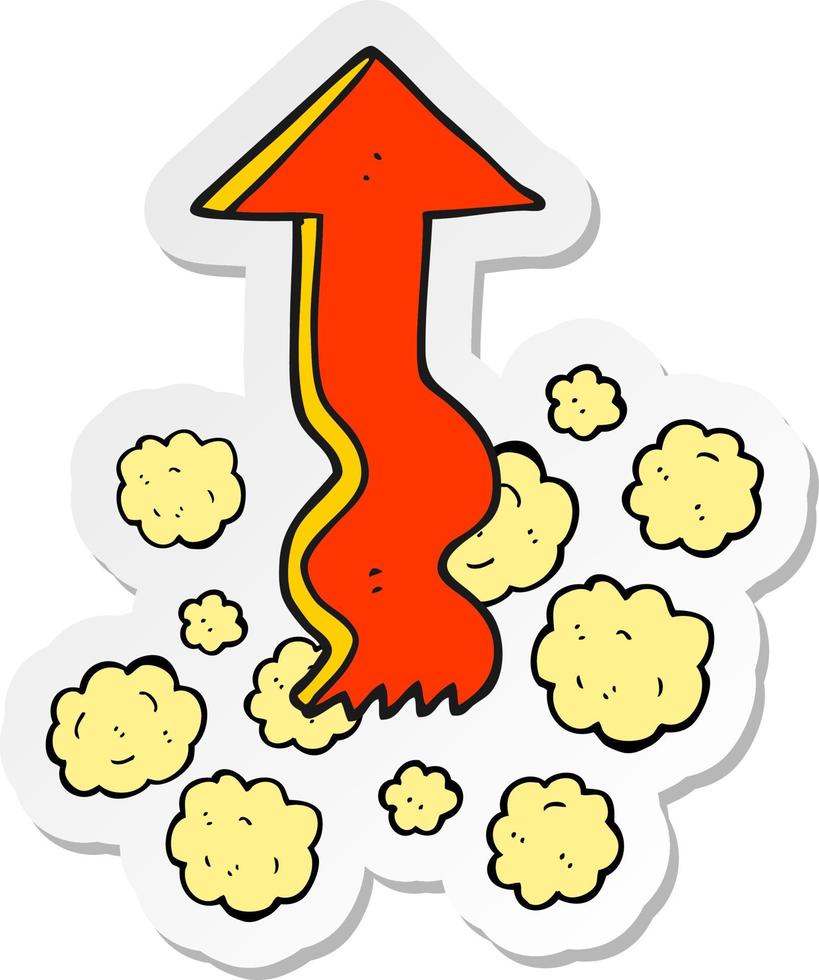 sticker of a cartoon pointing arrow vector