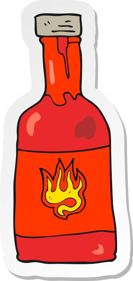 pegatina de una salsa de chile de dibujos animados vector