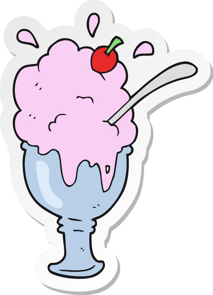 sticker of a cartoon ice cream vector