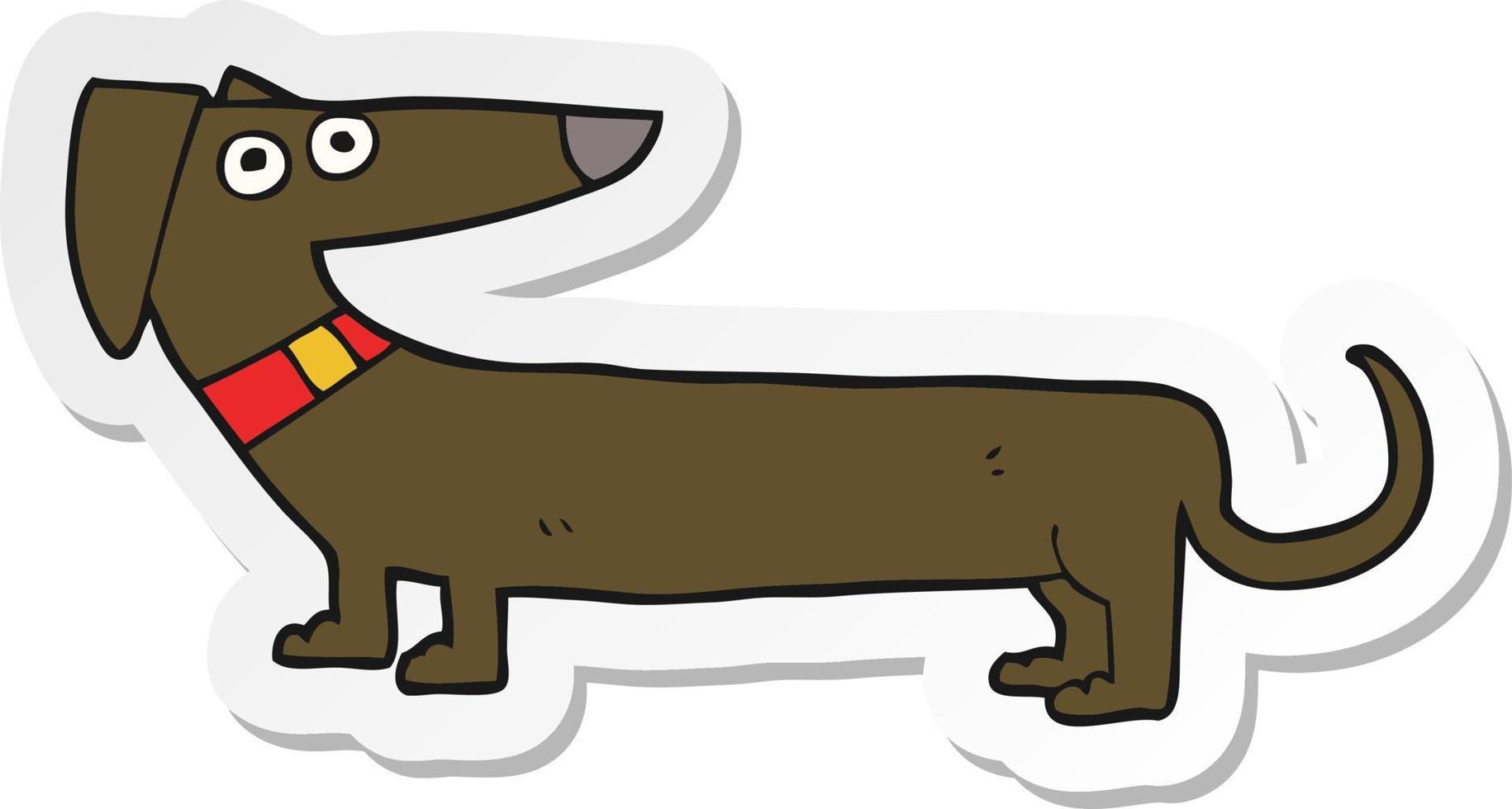 sticker of a cartoon sausage dog vector