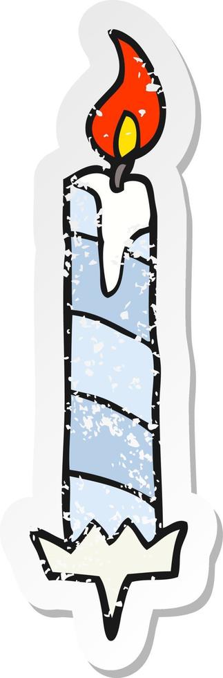 retro distressed sticker of a cartoon birthday cake candle vector