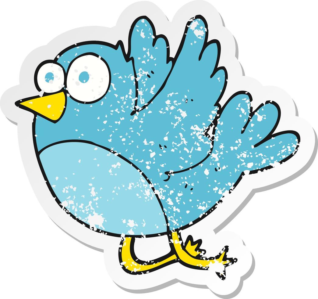 retro distressed sticker of a cartoon bird vector