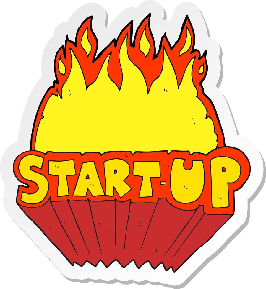 sticker of a cartoon startup symbol vector