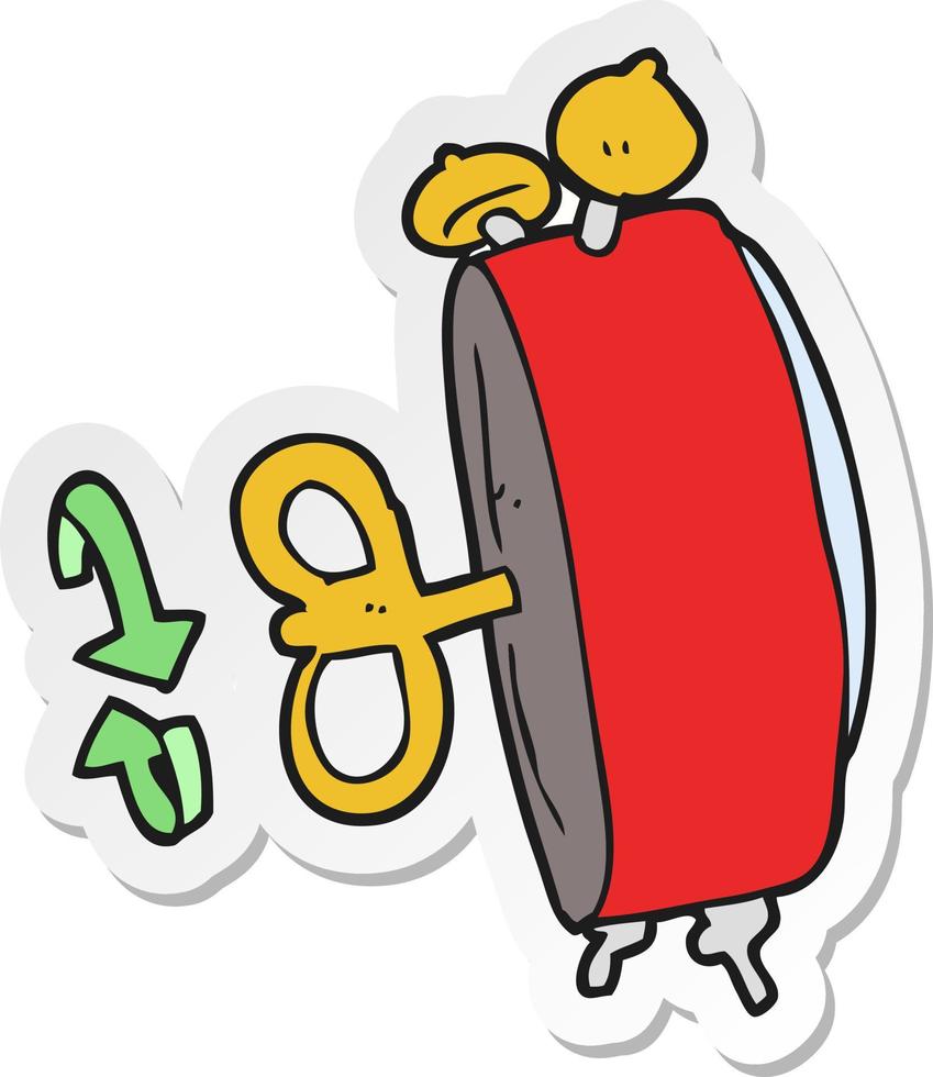sticker of a cartoon alarm clock vector