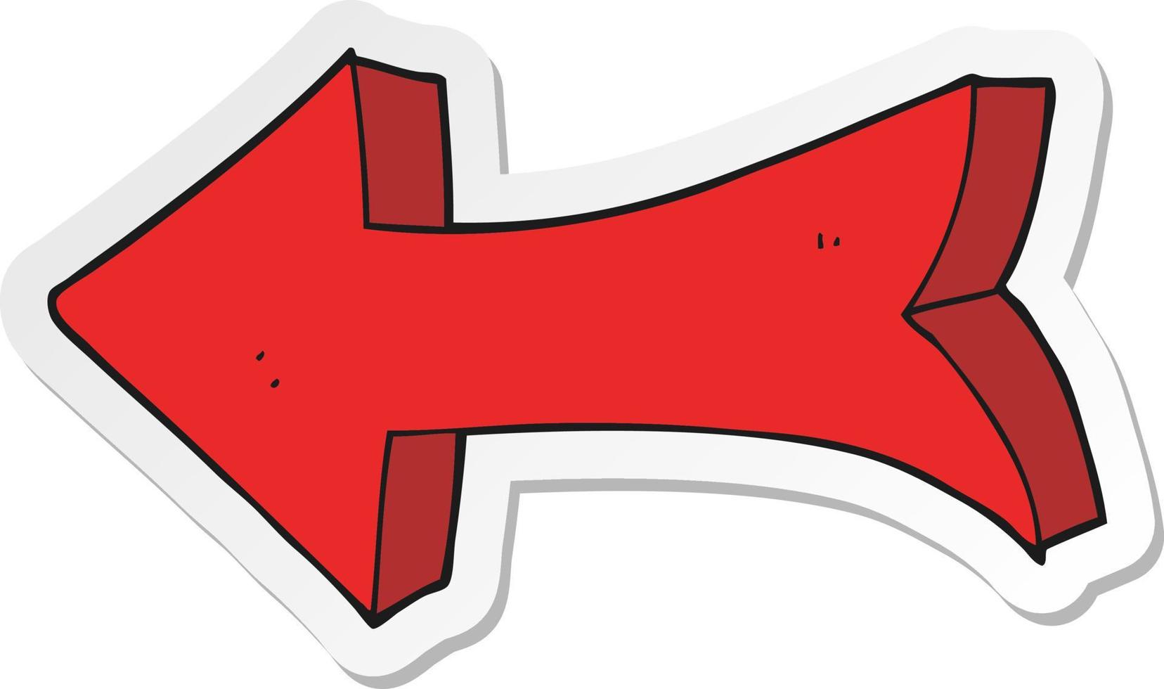 sticker of a cartoon pointing arrow vector