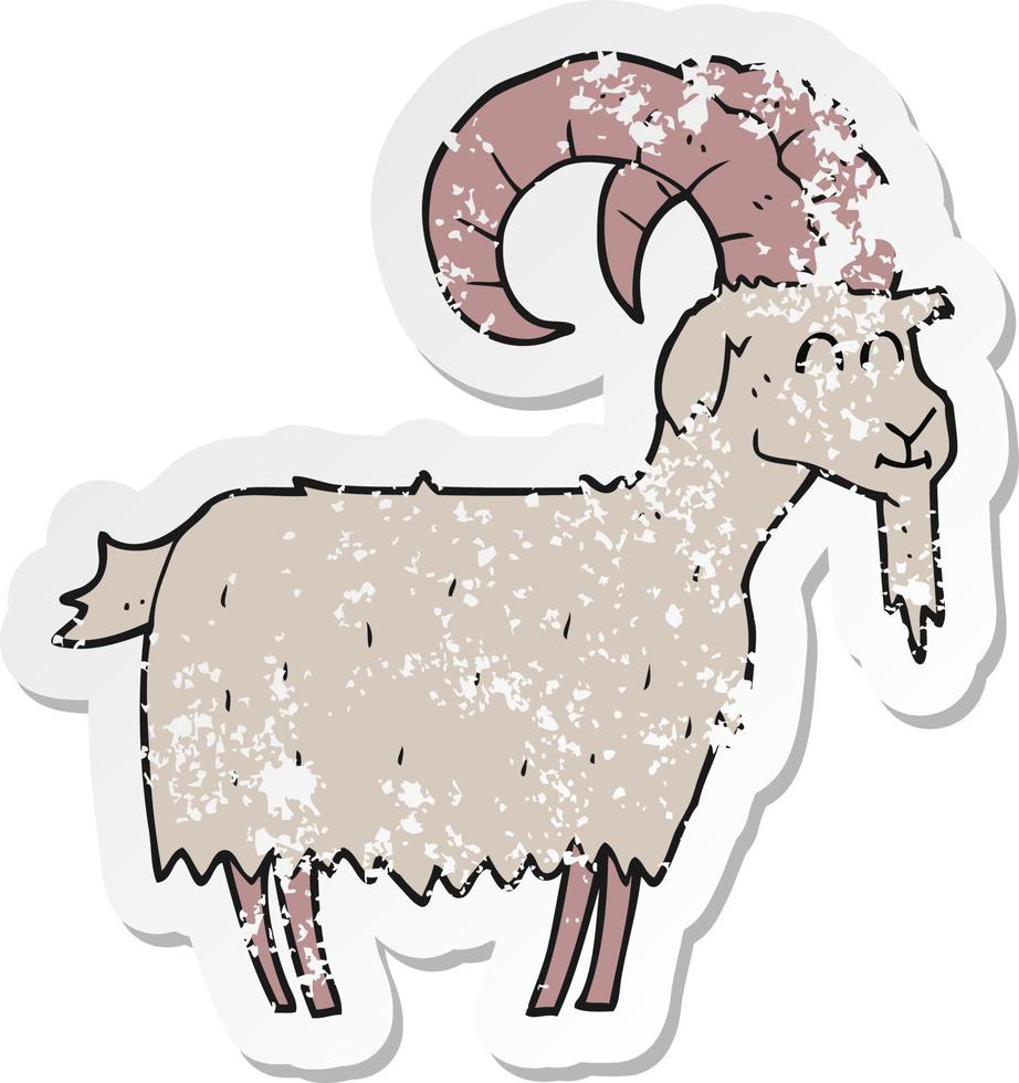 retro distressed sticker of a cartoon goat vector