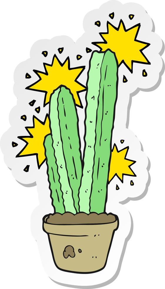 sticker of a cartoon cactus vector