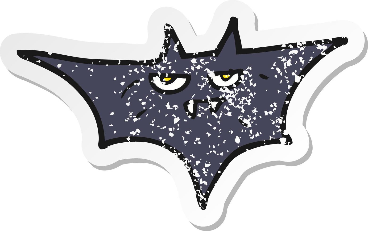 retro distressed sticker of a cartoon halloween bat vector