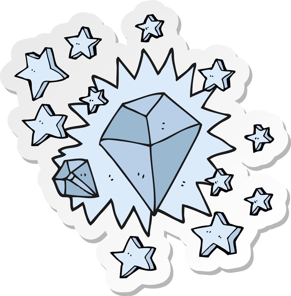 sticker of a cartoon sparkling diamond vector