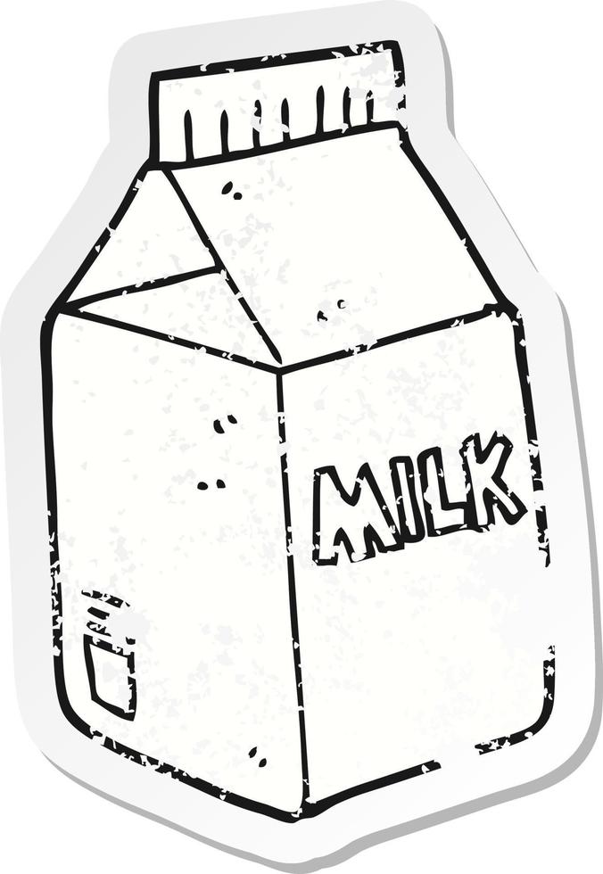 retro distressed sticker of a cartoon milk carton vector