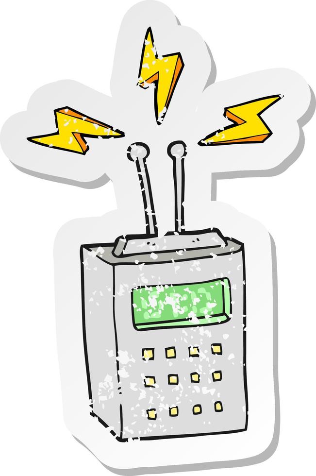 retro distressed sticker of a cartoon scientific device vector