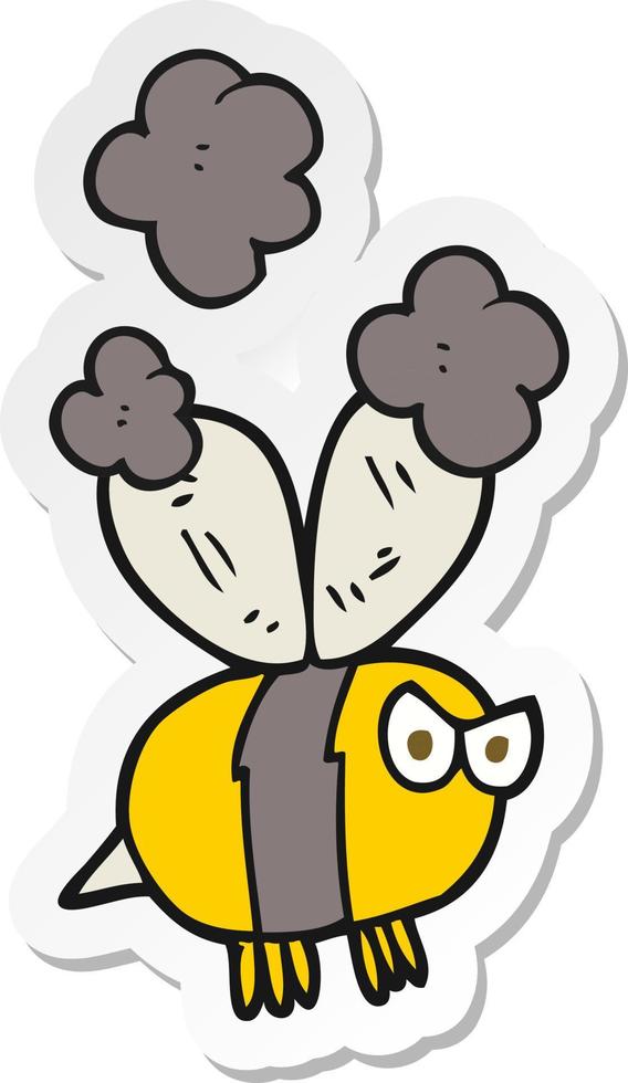 sticker of a cartoon angry bee vector