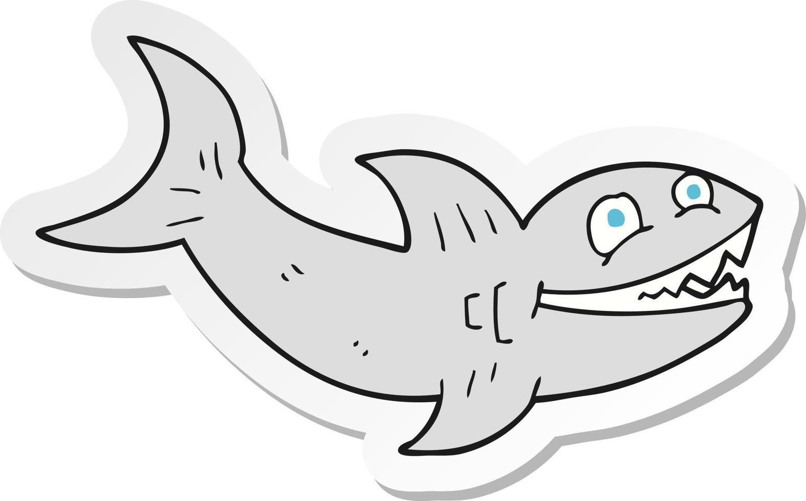 sticker of a cartoon shark vector