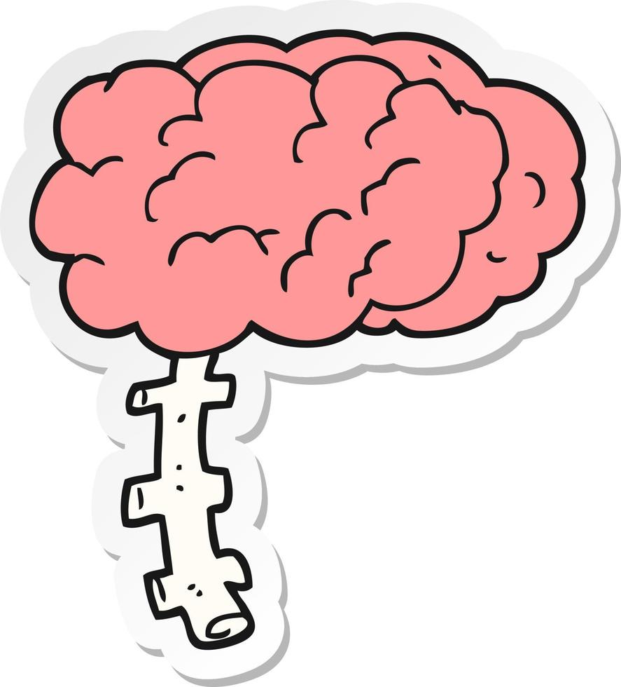 sticker of a cartoon brain vector