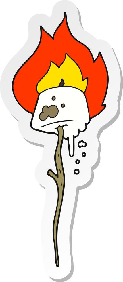 sticker of a cartoon toasted marshmallow vector