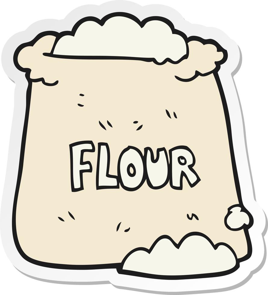 sticker of a cartoon bag of flour vector