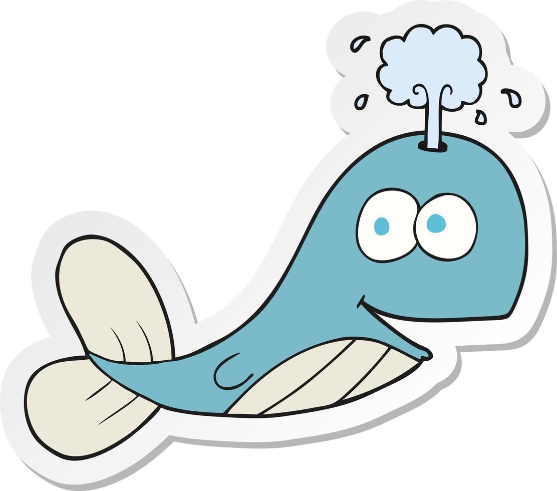 sticker of a cartoon whale vector