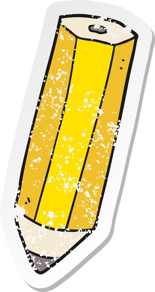 retro distressed sticker of a cartoon pencil vector