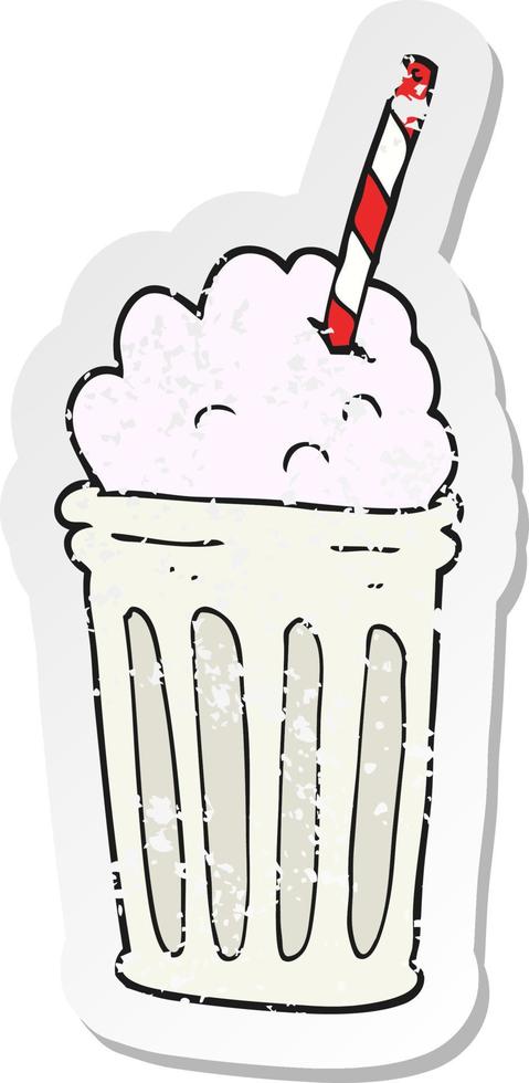 retro distressed sticker of a cartoon milkshake vector