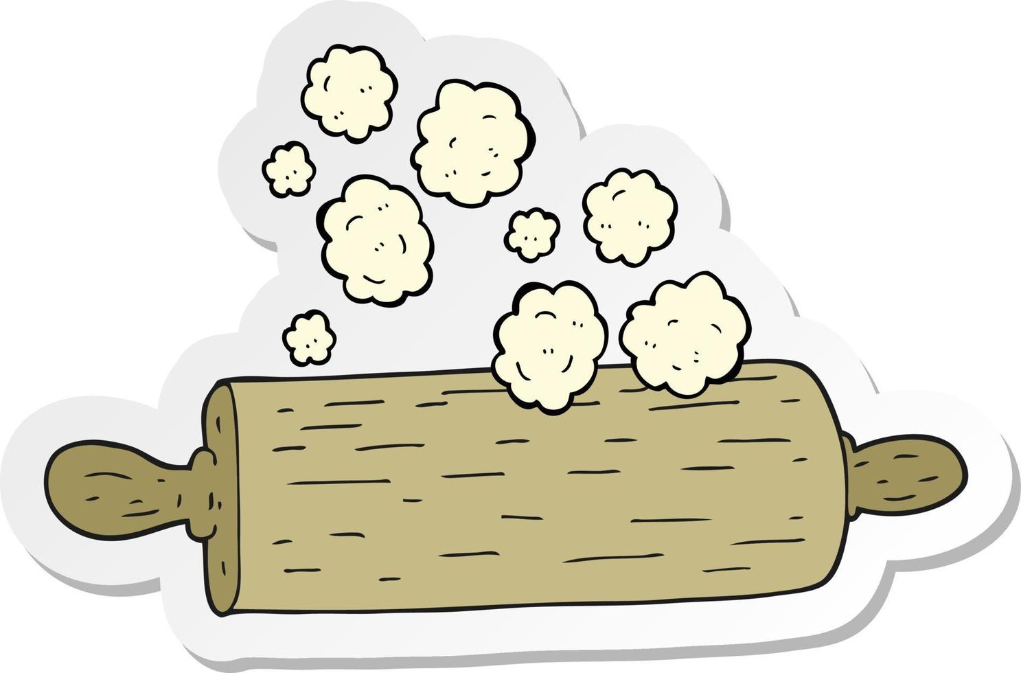 sticker of a cartoon rolling pin vector