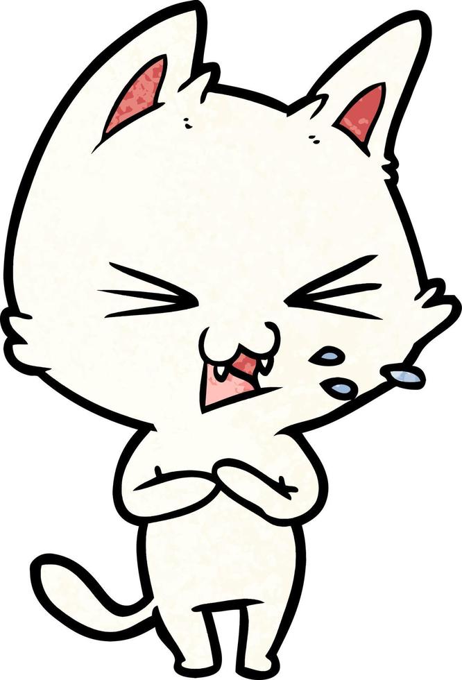 cartoon cat hissing vector