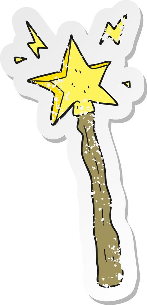 retro distressed sticker of a cartoon magic wand vector