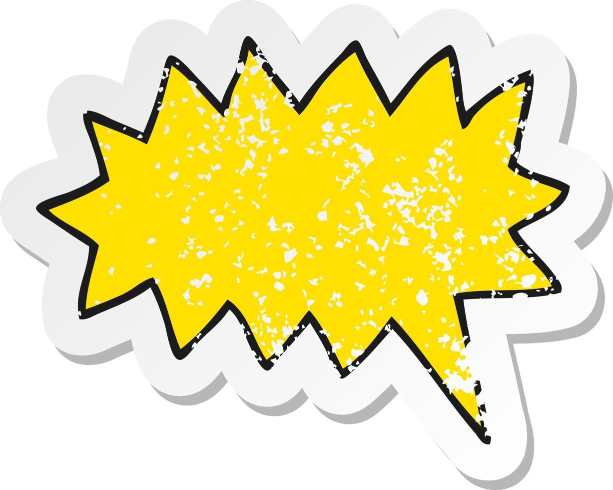 retro distressed sticker of a cartoon simple shout bubble doodle vector