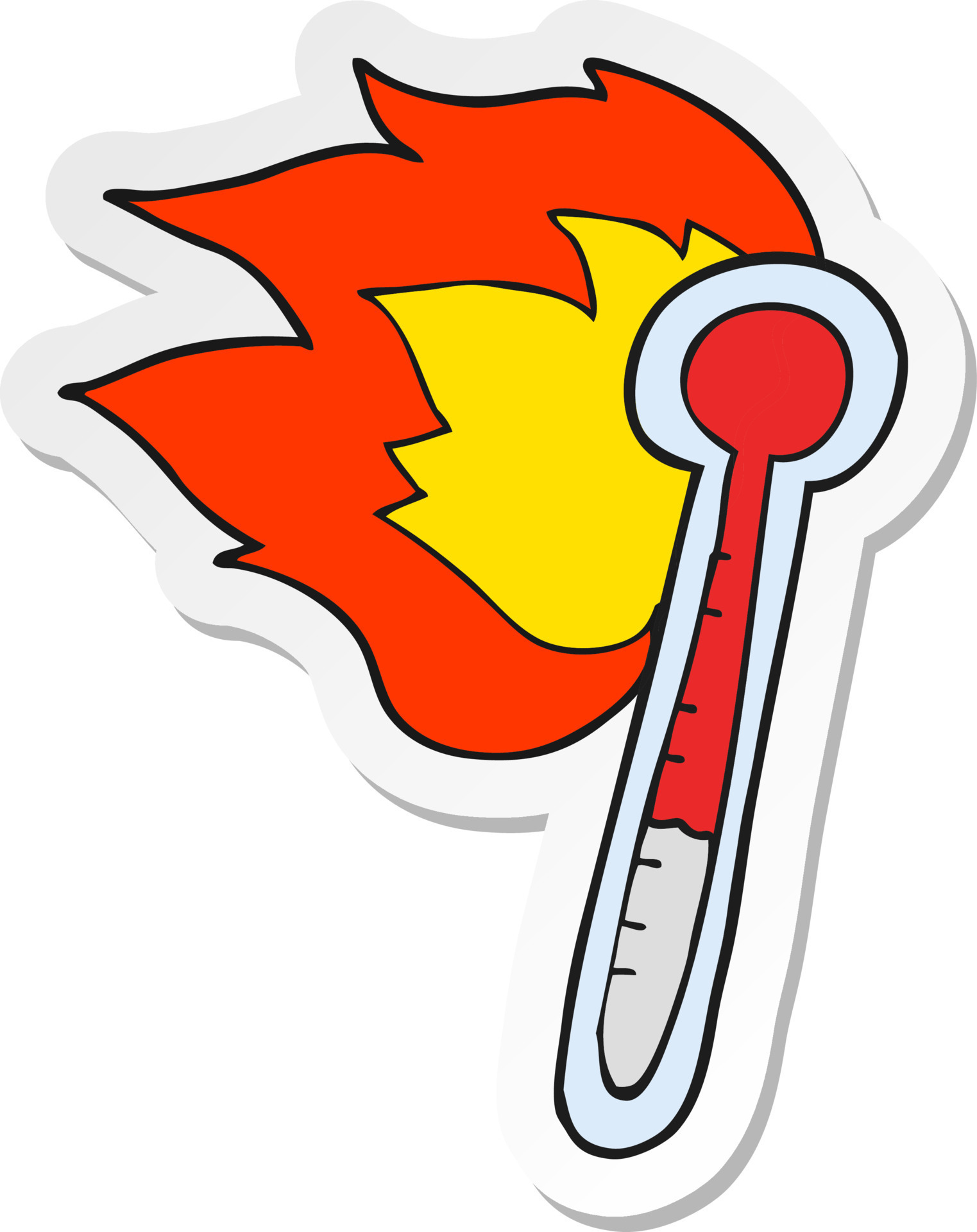 sticker of a cartoon temperature gauge getting too hot 12361980 Vector