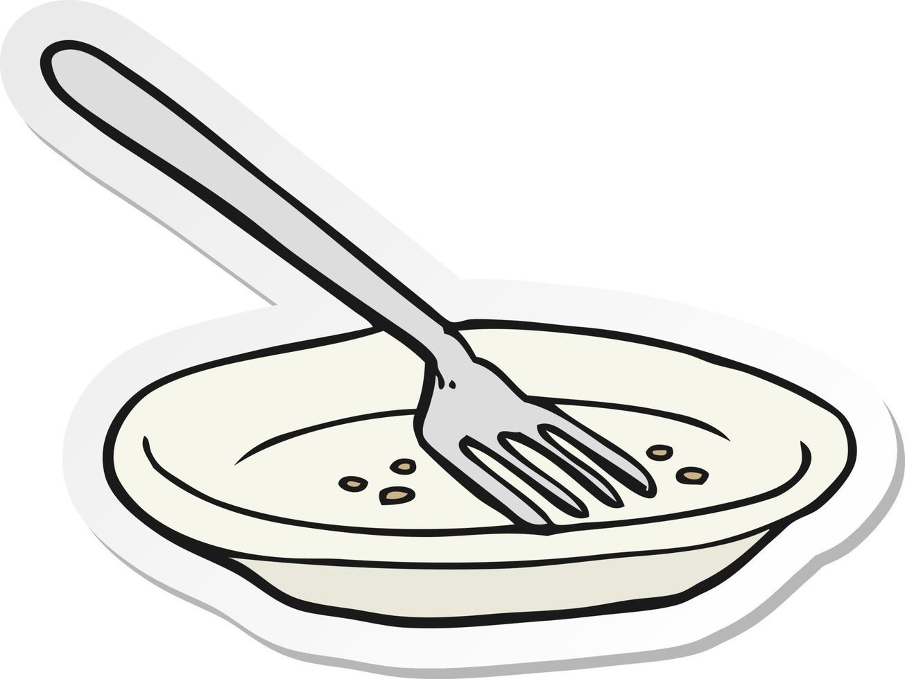 sticker of a cartoon empty plate vector