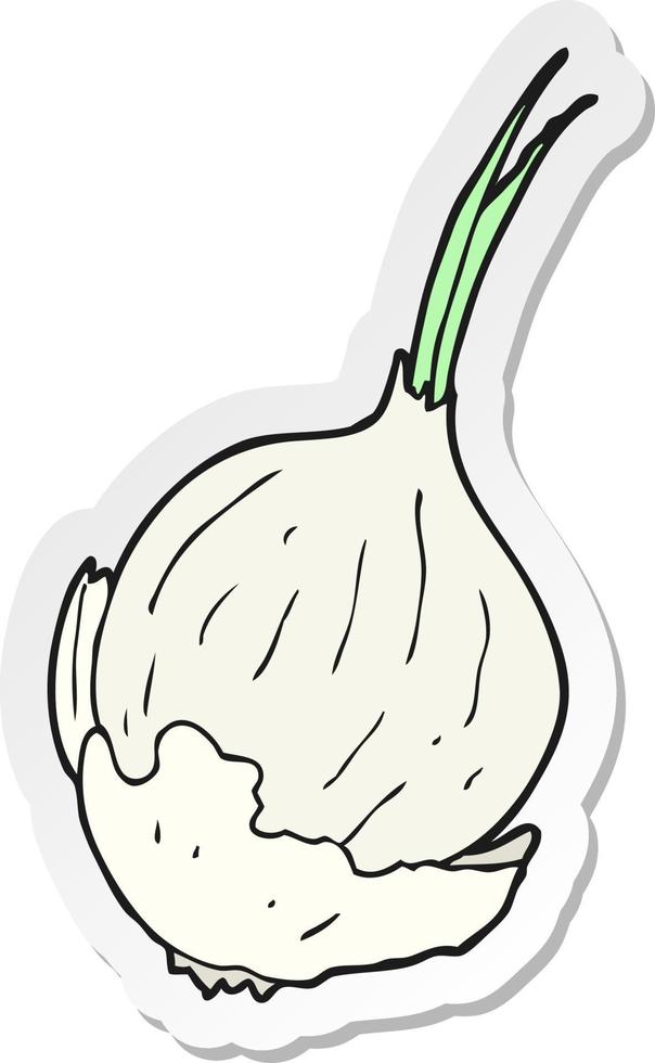sticker of a cartoon garlic vector