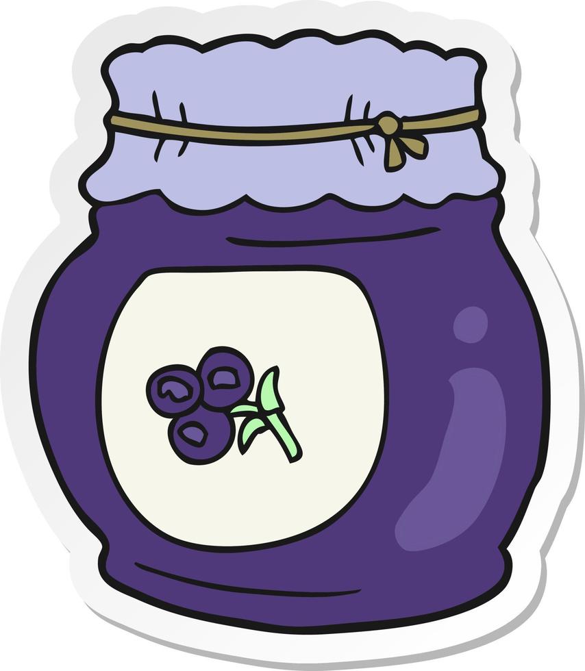 sticker of a cartoon blueberry jam vector