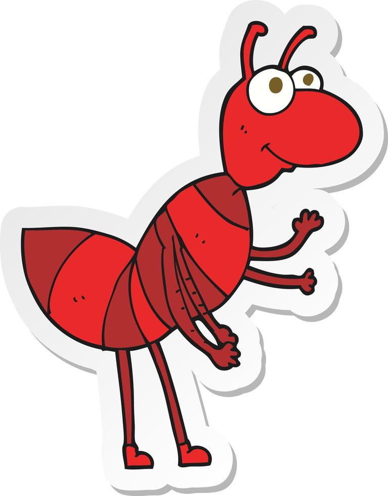 sticker of a cartoon ant vector