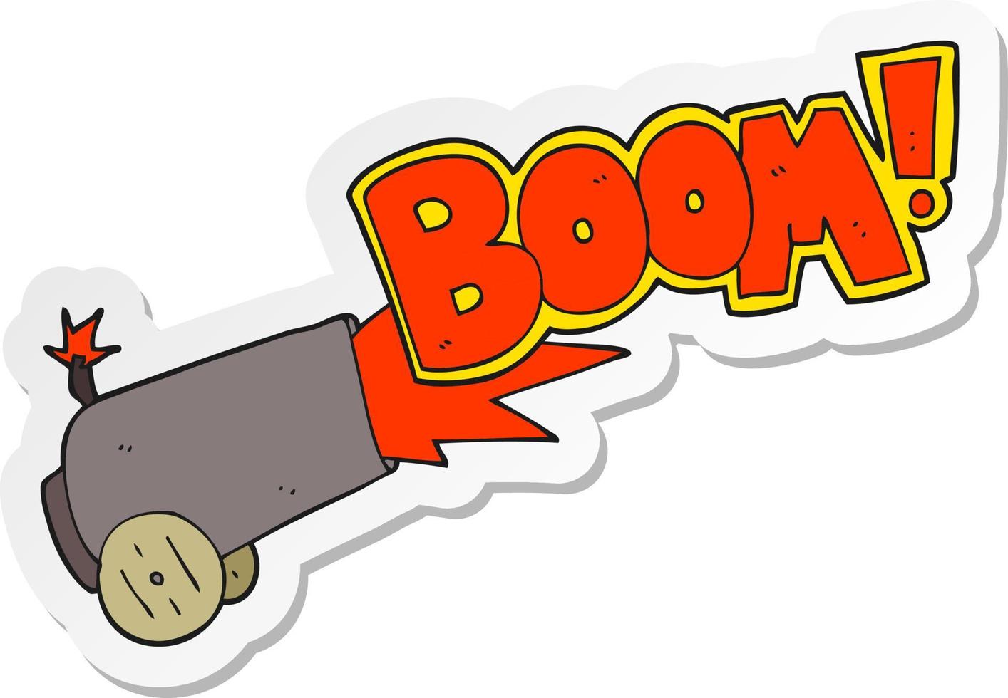sticker of a cartoon cannon firing vector