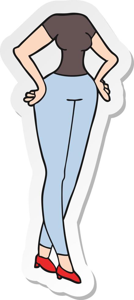 sticker of a cartoon headless body vector