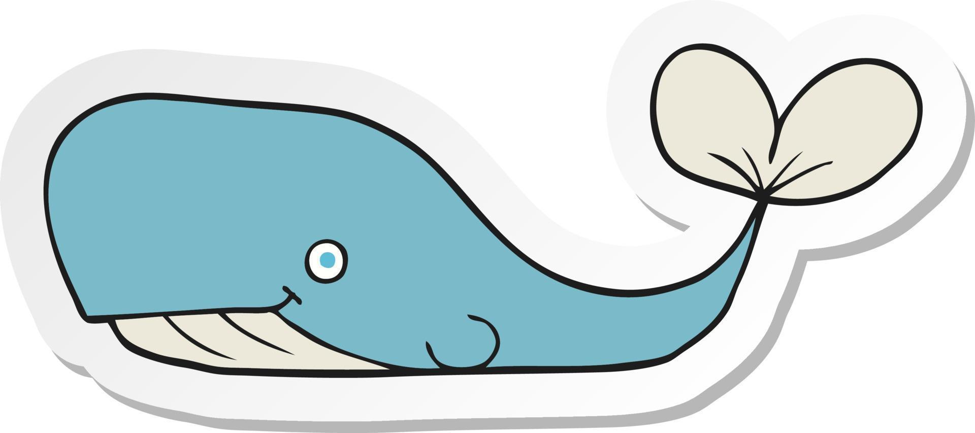 sticker of a cartoon whale vector