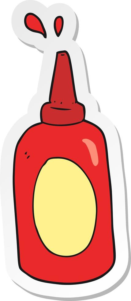 sticker of a cartoon ketchup bottle vector