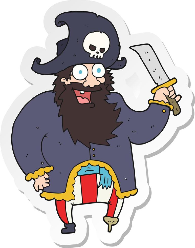 sticker of a cartoon pirate captain vector