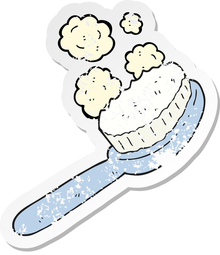 retro distressed sticker of a cartoon brush vector