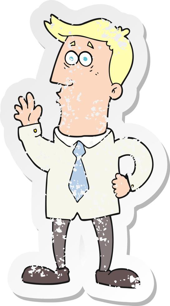 retro distressed sticker of a cartoon businessman vector