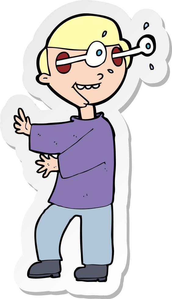 sticker of a cartoon boy with popping out eyes vector