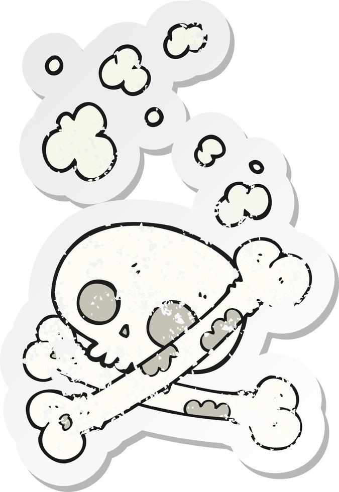 retro distressed sticker of a cartoon old pile of bones vector