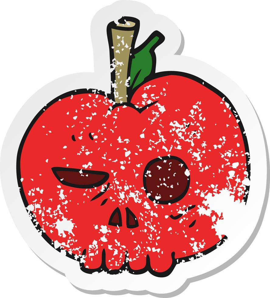 retro distressed sticker of a cartoon poison apple vector