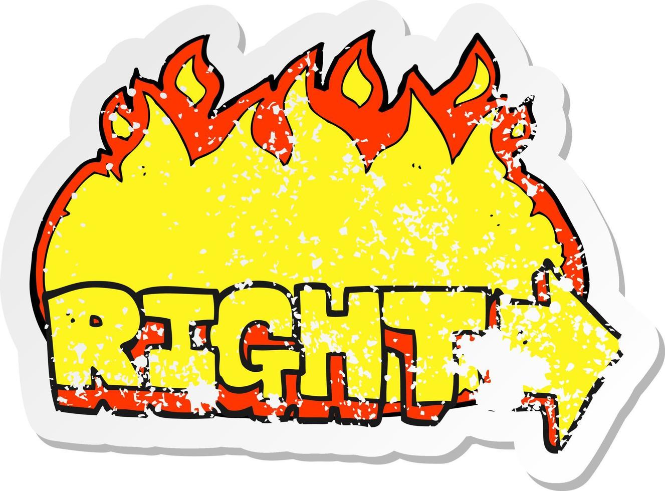 retro distressed sticker of a cartoon right symbol vector