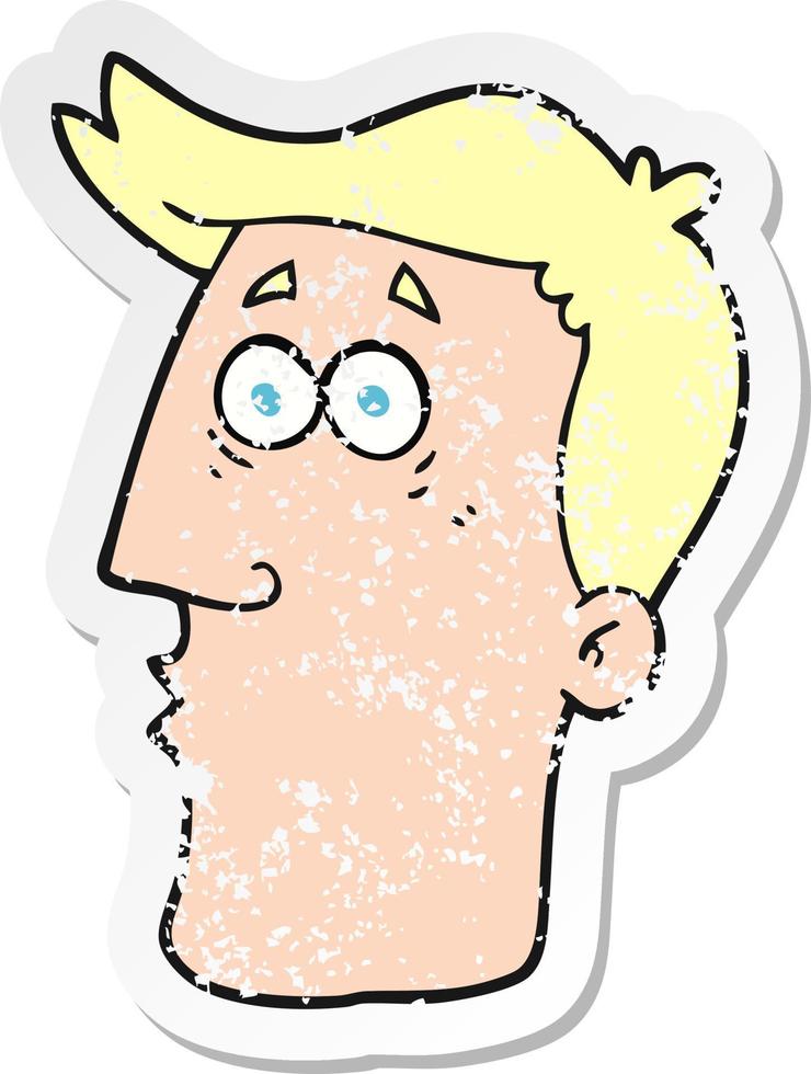 retro distressed sticker of a cartoon male face vector