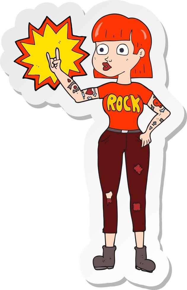 sticker of a cartoon rock girl vector